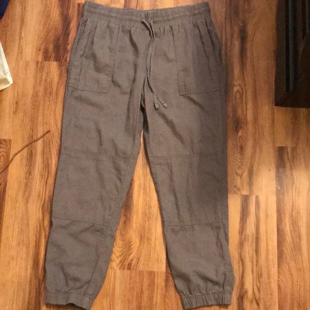 Gray Linen Jogger Pants